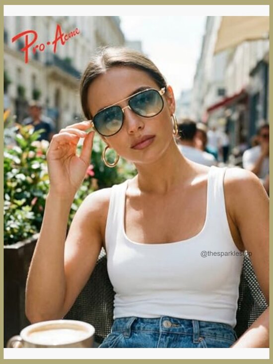 Oversized Double-Bridge Metal-Plastic Frame Aviator Sunglasses main image 5